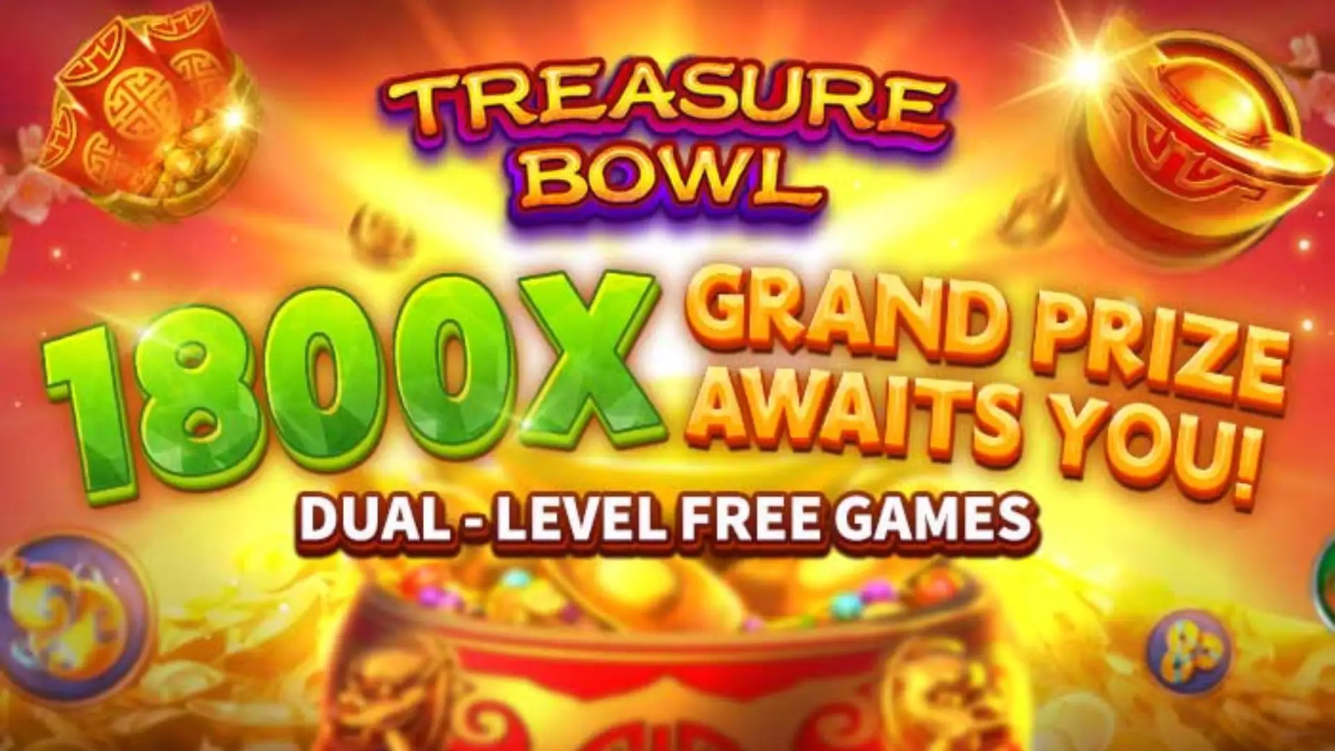 Multiplicadores Treasure Bowl 7m7 - 7777x Máximo com Tigela Dourada